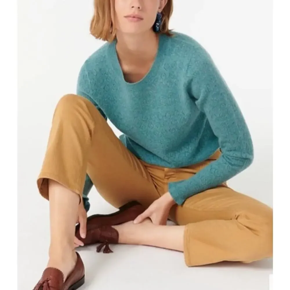 J Crew 100% Cashmere Crewneck Pointelle Sweater NWT - Picture 1 of 5
